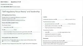 'Self-Regulatory focus theory' and leadership | IELTS LISTENING TEST | SECTION-4