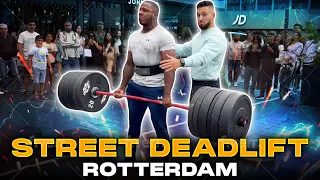 270KG DEADLIFT IN CENTRUM VAN ROTTERDAM⁉️  WOW!🥵 ( ENGLISH SUBTITLE)