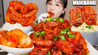 엄청 매콤하게 만든 야들야들 우족찜🔥 뜨끈한 계란찜과 흰쌀밥, 총각김치와 먹방❤️ Spicy braised beef feet Mukbang