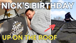 Finally fixing the lodge roof & Nick is celebrating