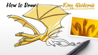 How to Draw King Ghidorah dragon from Godzilla movie monster Easy Step by Step