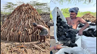 Traditional Wooden CHARCOAL making in our Village | Charcoal | countryfoodcooking