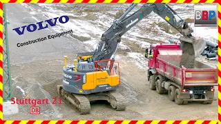 Volvo ECR355E Loads Mercedes Trucks, Stuttgart 21, 24.01.2023.