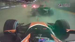 Fernando Alonso Onboard Start Singapore Chaos + Crash Onboard