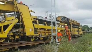 Spårbyte av räls & slipers på järnväg Borås - Varberg