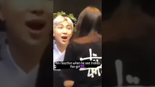 Rm reaction when he see Indian fan girl💜#shorts #viral #kpop #bts #indianbtsarmy #rm #kimnamjoon