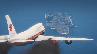 Biden's 747 Emergency Landing On Aircraft Carrier After Engines Explode | GTA 5