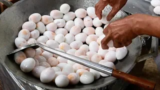 Thai Food - GIANT FRIED DUCK EGGS Aoywaan Bangkok Thailand