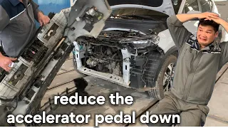 reduce the accelerator pedal down