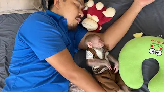 Super cute Bibi hugs dad to sleep everyday!