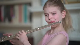 Helena (9) plays etudes by Chopin (piano) and Berbiguier (flute)