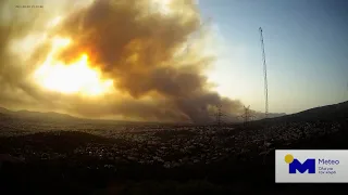 Athens wildfires: Timelapse shows blaze advancing towards city