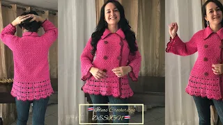 🧥CÁRDIGAN Janett TEJIDO A CROCHET BLAZER. CHAQUETA. SUÉTER.JERSEY en EXPLICACIÓN detallada