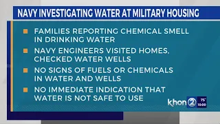 Navy investigating chemical smell in drinking water at military housing; no current indication water