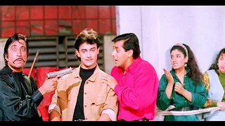 Aankhein Nikalke Gotiyan Khelunga - Aamir, Salman, Raveena, Karishma - Andaz Apna Apna Climax Scene