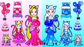 Pink Cat And Blue Cat Birthday Party - Barbie Family Handmade - Lovely Barbie