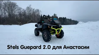 Stels Guepard 2.0 серый на салатовой раме в полном тюнинге для Анастасии к дню рождения