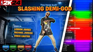 BEST POINT GUARD BUILD IN NBA 2K24! 6'8 SLASHING DEMI-GOD! +DUNK ANIMATIONS,DRIBBLE SIGS,AND JUMPER!