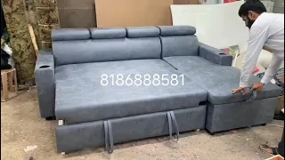 Sofa cum-bed with Adjustable headrest and storage
