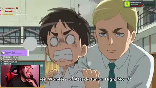 Retro reacts to Attack on Titan Junior High "Eren, Mikasa, Reiner & Everyone vs Ghosts"