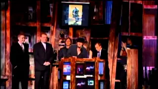 AC DC accepts award Rock and Roll Hall of Fame inductions 2003