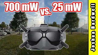 DJI FPV 25 mW vs. 700 mW vs. Analog