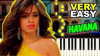 Camila Cabello - Havana | Piano Tutorial | Slow | Easy | Notes