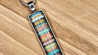 Striped polymer clay bezel set pendant