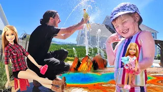 BARBiE Swimming Pool CAMPiNG!!  Adley takes her Dream Camper on the Ultimate Backyard Camp Adventure