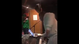 Kanye West chopping a Michael Jackson sample with Chance The Rapper in the studio 1