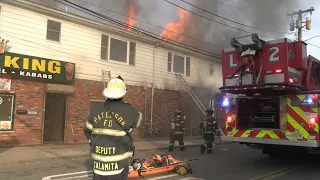 Paterson NJ Fire Department operates at a 3rd Alarm Fire at Gyro King 85 Berkshire Ave May 2nd 2021