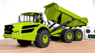 UNBOXING XDRC ARTICULATED RC HYDRAULIC DUMP TRUCK DUMPER A40G VOLVO REPLICA, 6X6, RTR, SOUND, LIGHTS