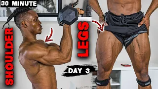 30 MINUTE SHOULDER AND LEG WORKOUT AT HOME (DUMBBELLS ONLY!) - DAY 3