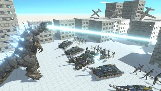 Godzilla and Kaiju vs Modern Military Human Army in City Animal Revolt Battle Simulator