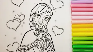 Disney Frozen Elsa, Anna, Kristoff, Sven, Olaf | Coloring Book Pages#frozen d