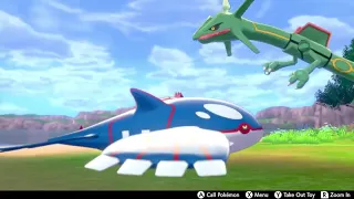 Rayquaza is honestly just sick of Kyogre at this point, so he moves him off screen.