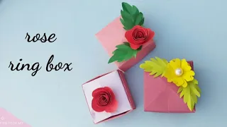 How to make beautiful rose ring// DIY Paper rose ring// Easy paper ring with box// gift box