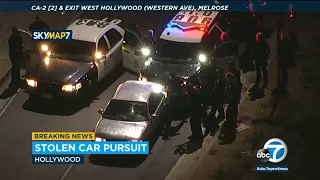 Chase suspect reverses, slams into LAPD vehicle in Hollywood | ABC7