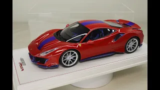 1/18 MR Collection Tailor made Ferrari 488 Pista Rosso Corsa w/Blue Carbon Fibre