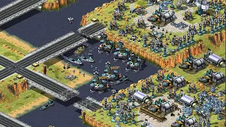 Red Alert 2 -- king of the hill brutal Ai Great britain vs 7 yuri -- war on the hill