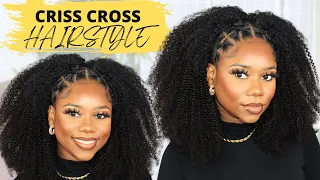 CRISS CROSS HAIRSTYLE ON 4B/C NATURAL HAIR (Clip-ins) | PROTECTIVE STYLE | BETTERLENGTH | CHEV B.