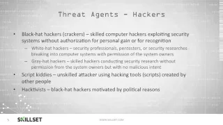 Threats and Threat Agents (CISSP Free by Skillset.com)