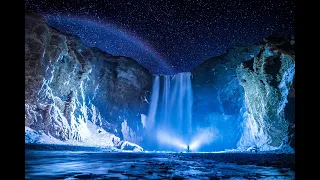 ⭐️ Magical Starry Night and Waterfall with Ambient Music, Sleep Music, Study Music ⭐️