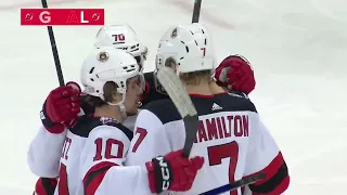 Yegor Sharangovich scores vs Rangers and Shesterkin (28 nov 2022)