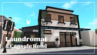 Japanese-inspired capsule hotel & laundromat Build | Speedbuild | Town Series | Part 1 of 2|Bloxburg