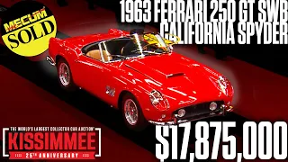 SOLD FOR $17.875 Million 1963 Ferrari 250 GT SWB California Spyder // Mecum Kissimmee 2024