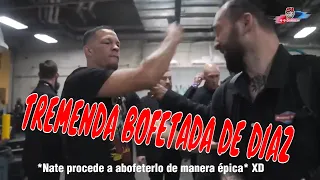 NATE DIAZ golpea con bofetadas a REPORTERO que lo hizo enojar (Traducido español)