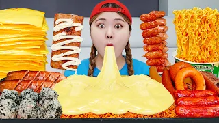 ASMR SAUSAGES FOOD Spicy Rose Sauce Tteokbokki ATING SOUND by HIU 하이유