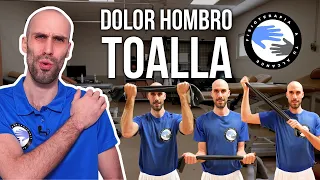 5 ejercicios para aliviar el DOLOR DE HOMBRO con una TOALLA en casa