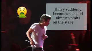 Harry Styles - Gagging, almost vomits while singing (#harrystyles #vomiting #stomachache)